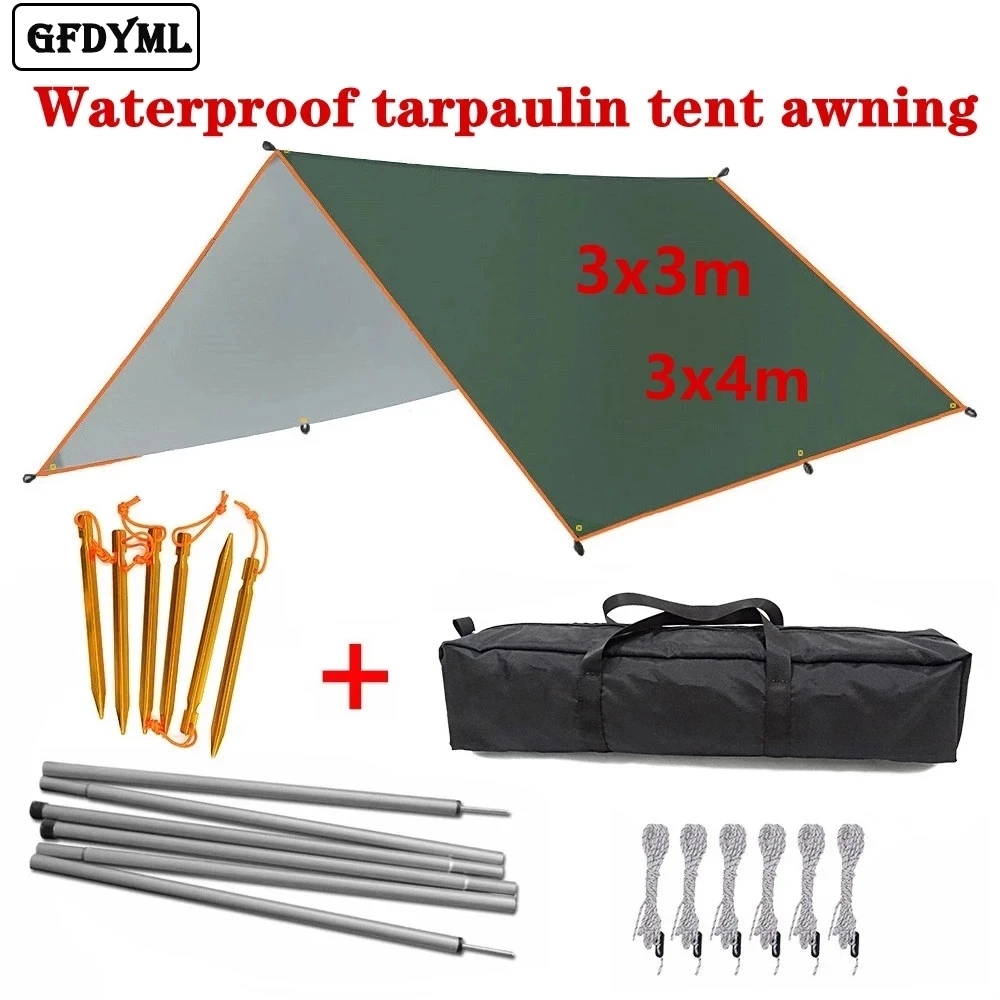 Hammock Rain Tarp - 4x3m 3x3m Awning Waterproof Tarp Tent